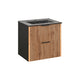 Meuble simple vasque encastrée 60cm Gaia Bois et Noir - Vasque Noir