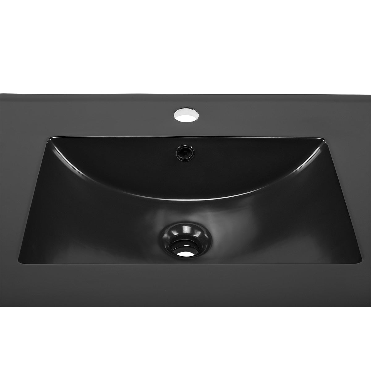 Meuble simple vasque encastrée 60cm Gaia Bois et Noir - Vasque Noir - vue 3