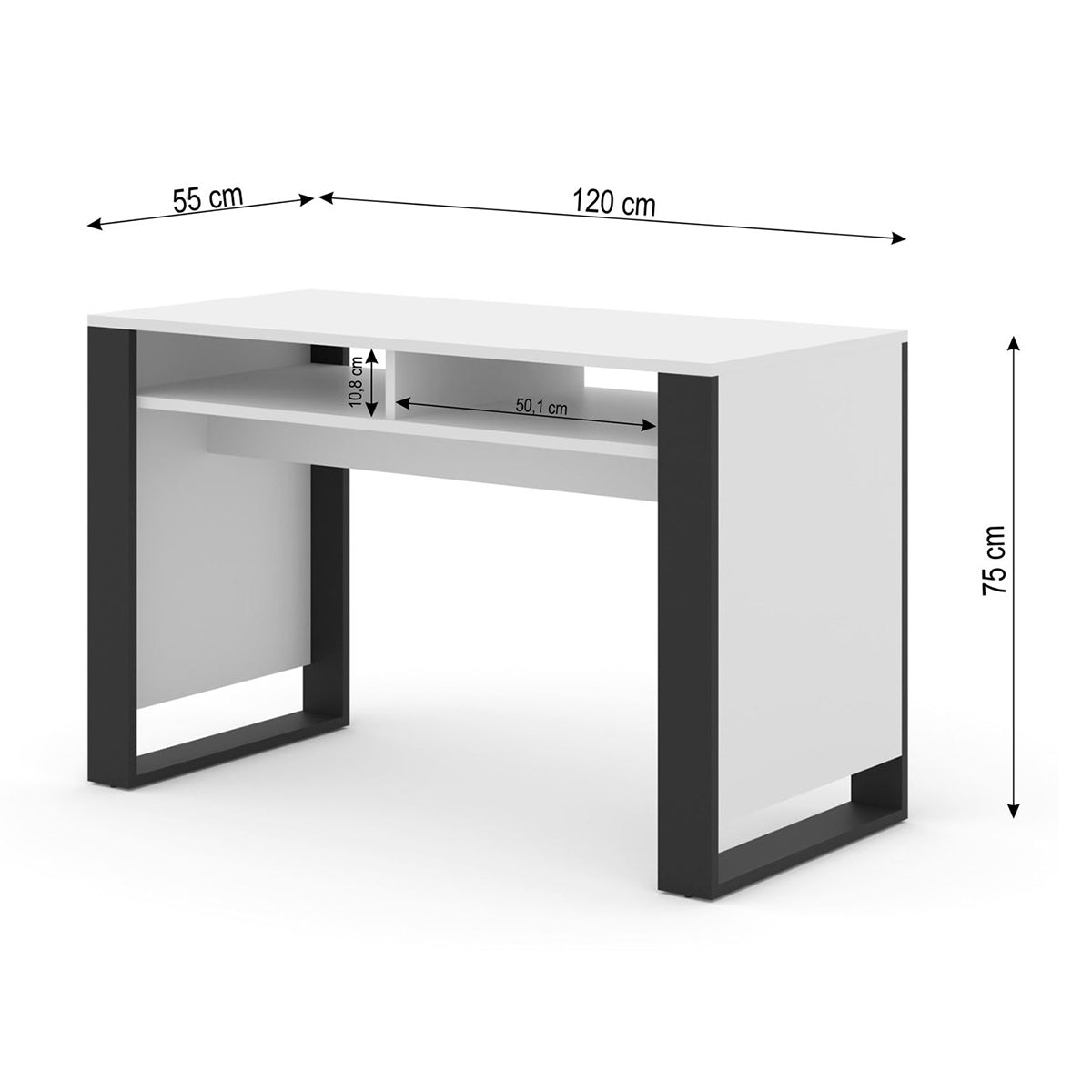 Bureau 2 niches Gani Blanc et Noir - vue 4