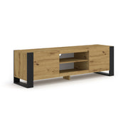 Meuble TV 2 portes 158 cm Gani Bois et Noir