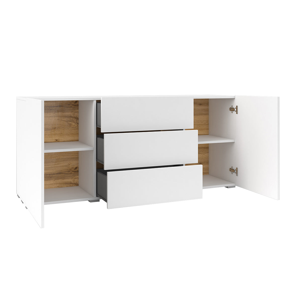 Buffet 2 portes 3 tiroirs Glora Blanc - vue 3