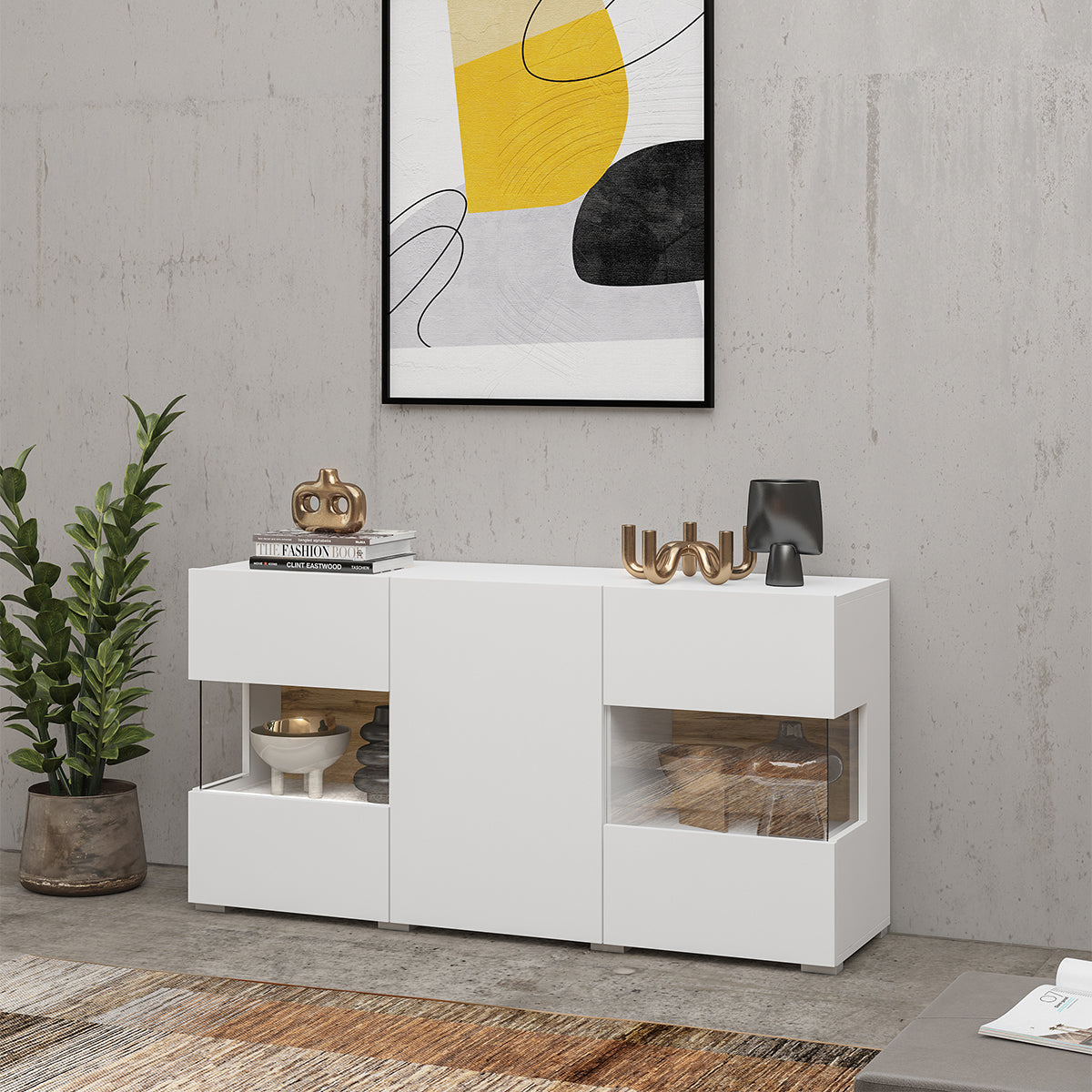 Buffet 3 portes Glora Blanc - vue 4