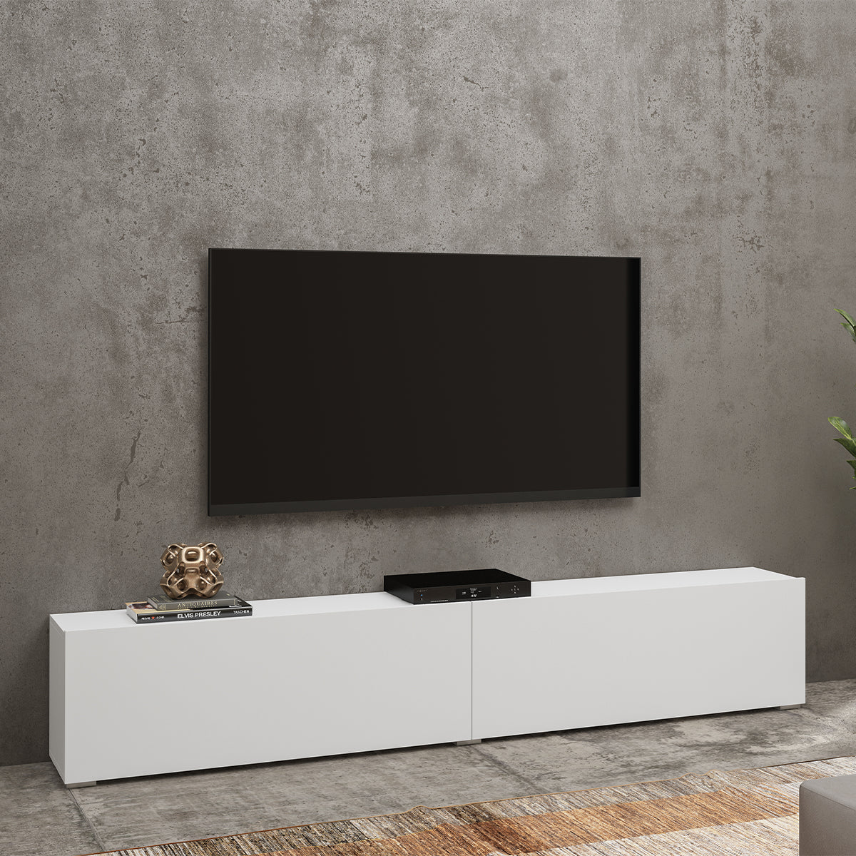 Meuble TV 2 portes 180 cm Glora Blanc - vue 4
