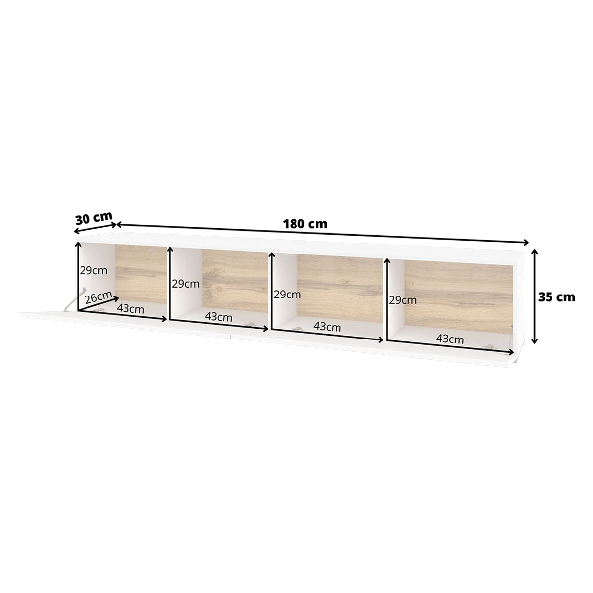 Meuble TV 2 portes 180 cm Glora Blanc - vue 5
