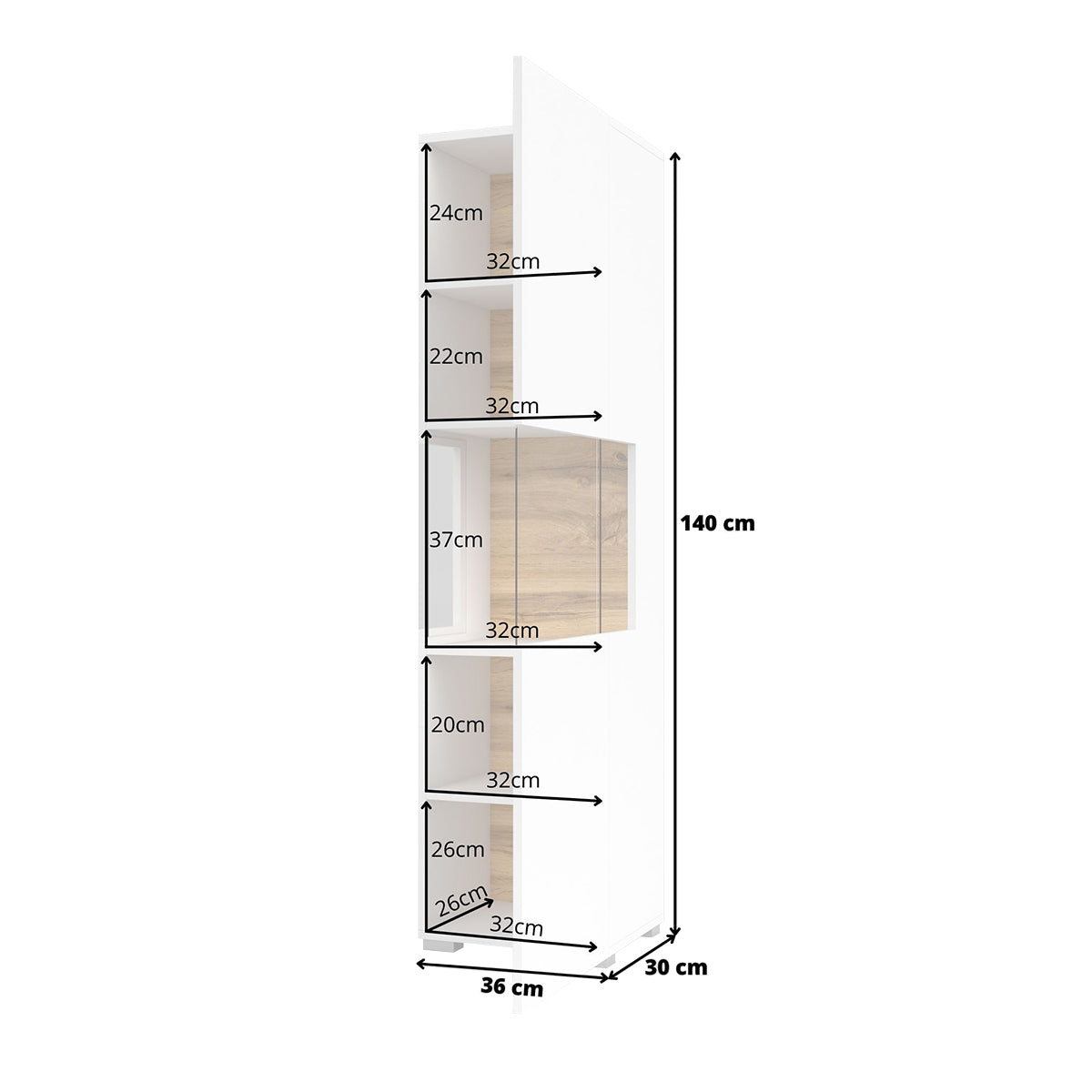 Vitrine 1 porte Glora Blanc - vue 5
