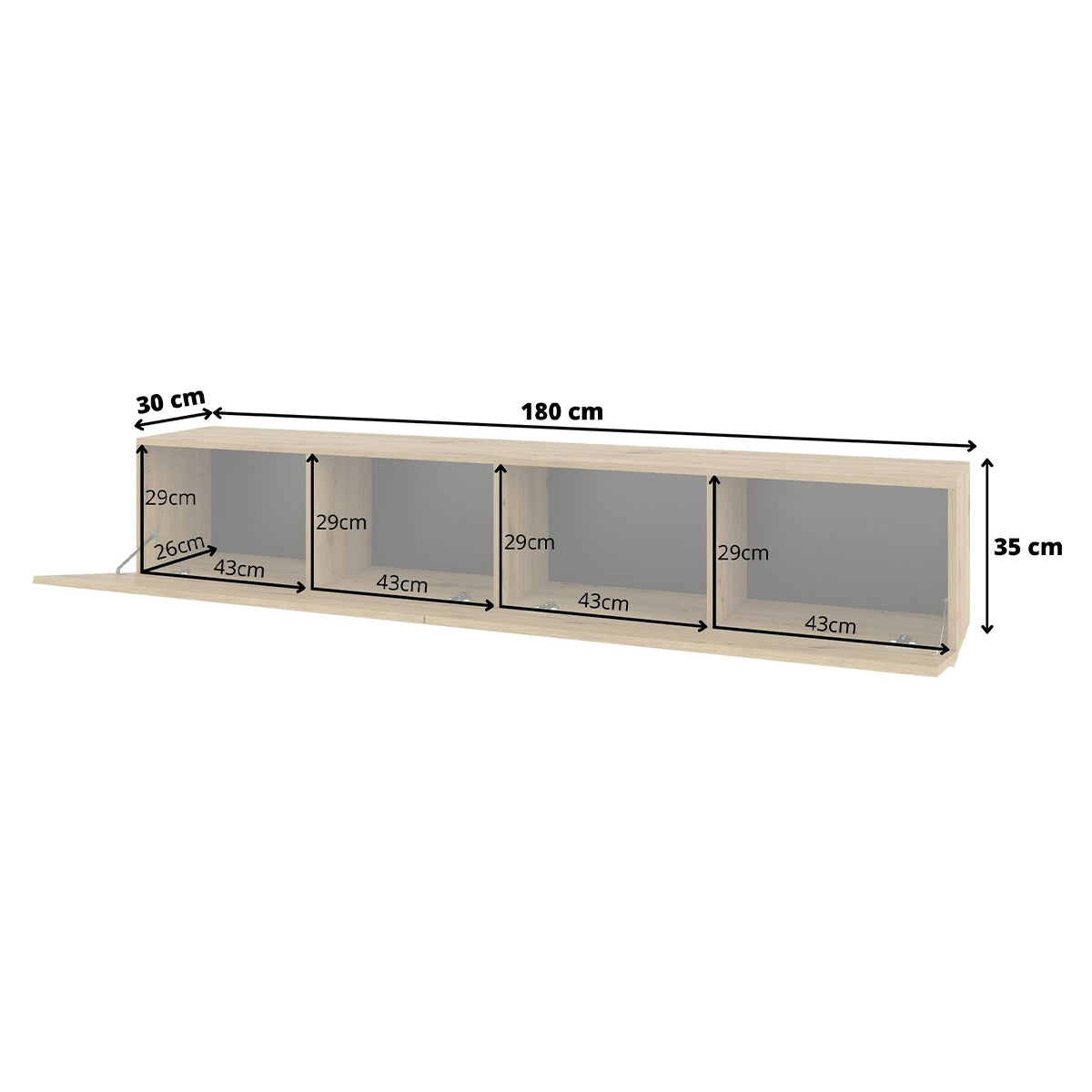 Meuble TV 2 portes 180 cm Glora Bois - vue 5