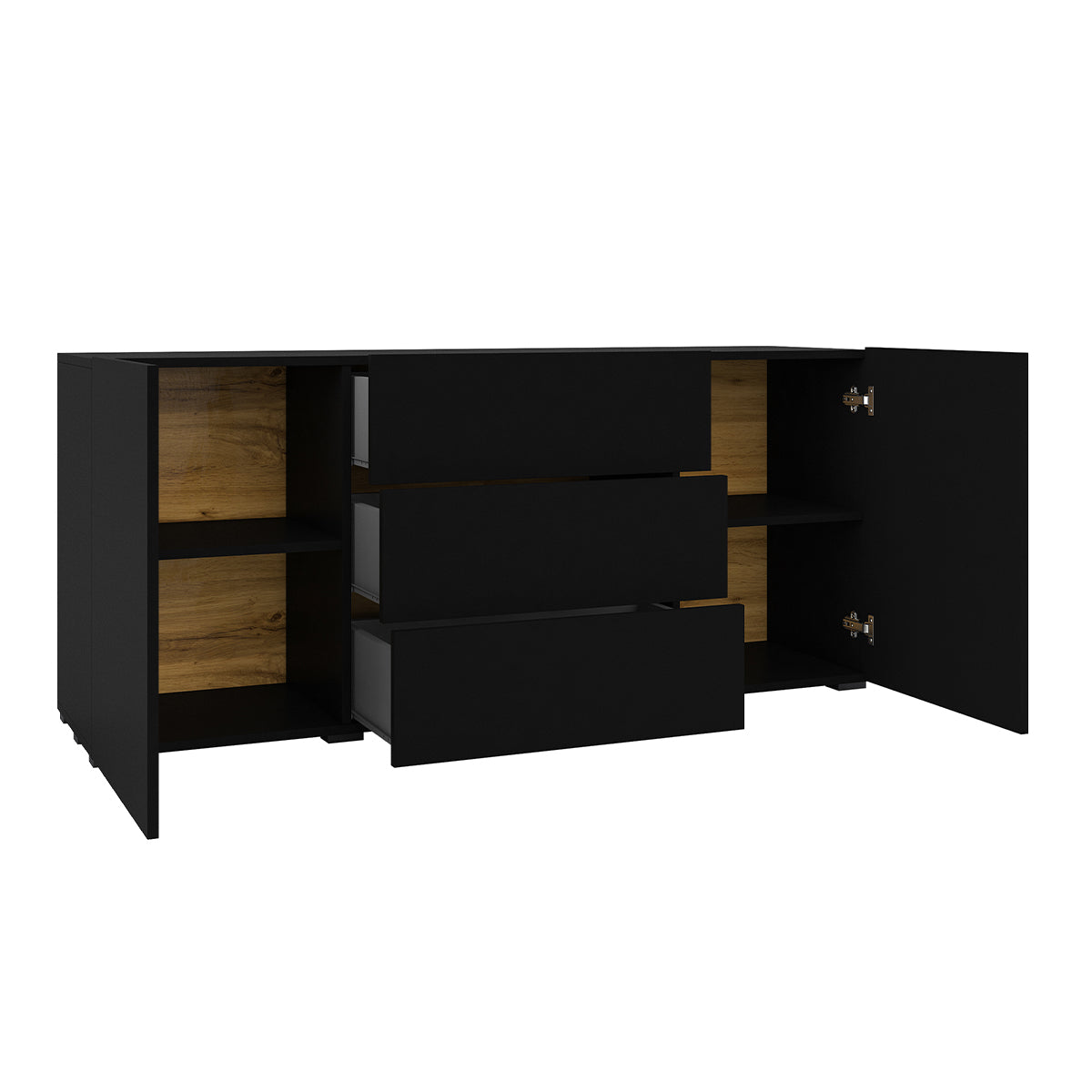 Buffet 2 portes 3 tiroirs Glora Noir - vue 3