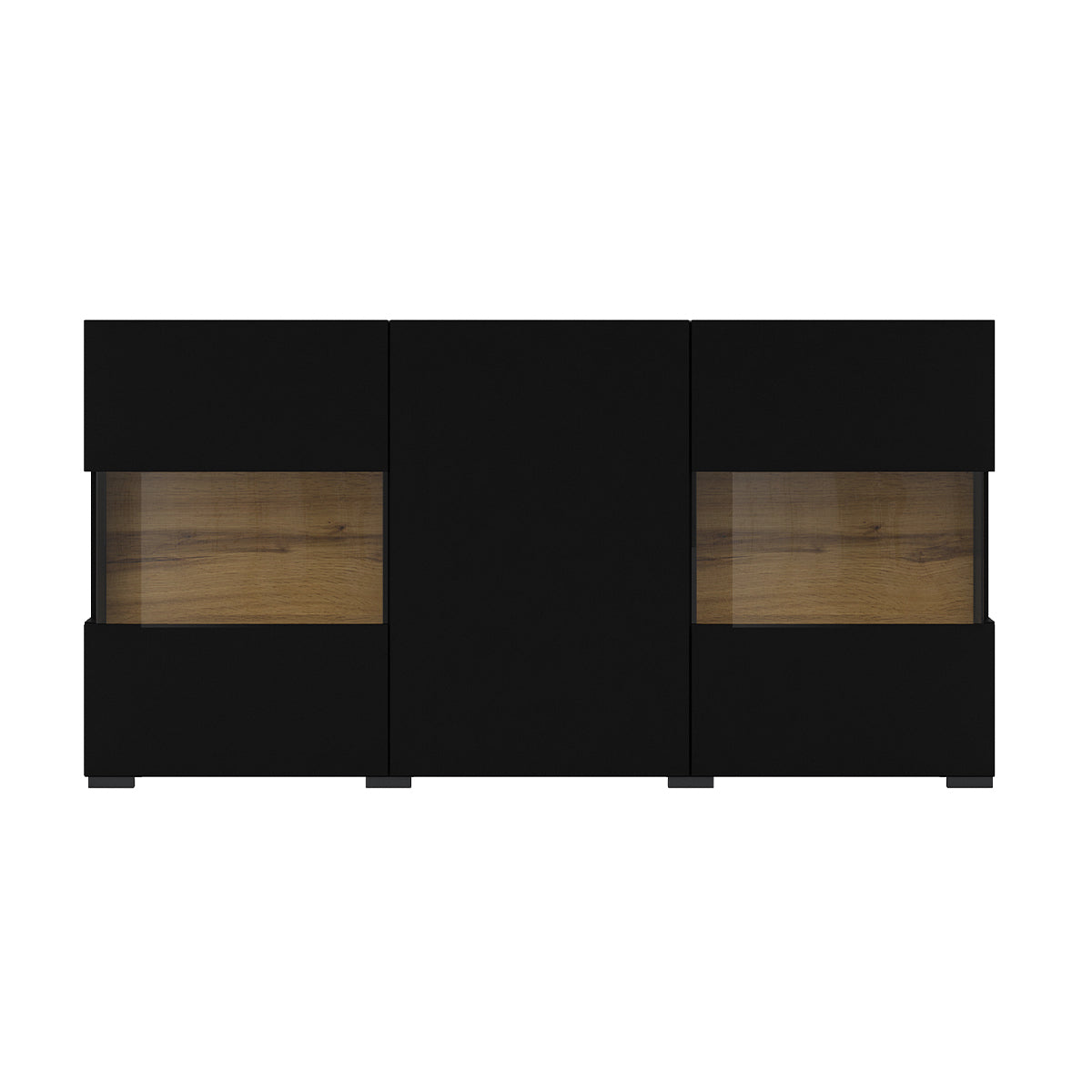 Buffet 3 portes Glora Noir et Bois - vue 2