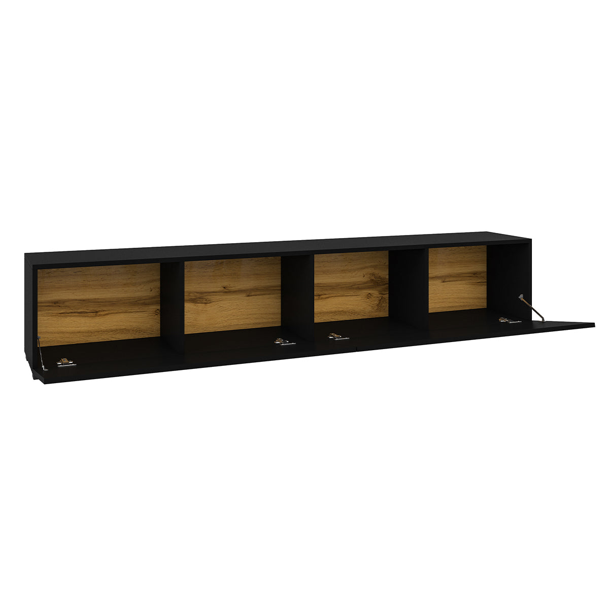 Meuble TV 2 portes 180 cm Glora Noir - vue 3