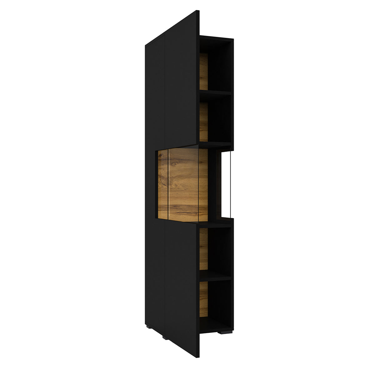 Vitrine 1 porte Glora Noir et Bois - vue 3
