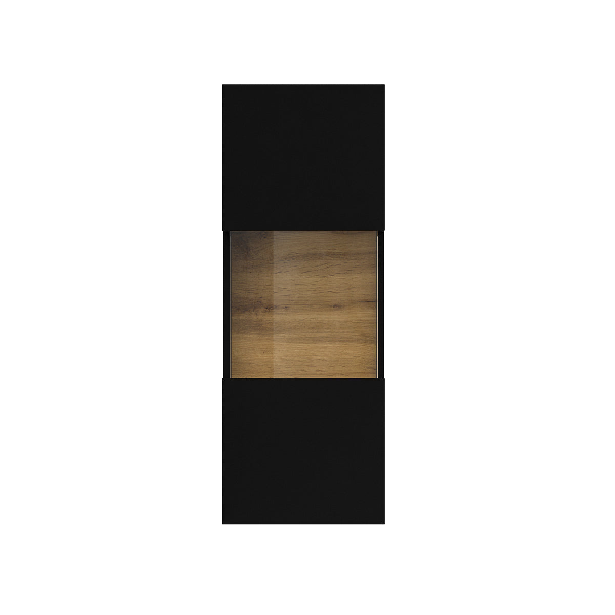 Vitrine murale 1 porte Glora Noir et Bois - vue 2