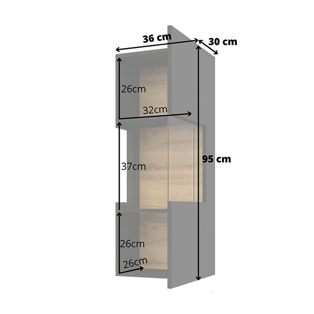 Vitrine murale 1 porte Glora Noir et Bois - vue 5