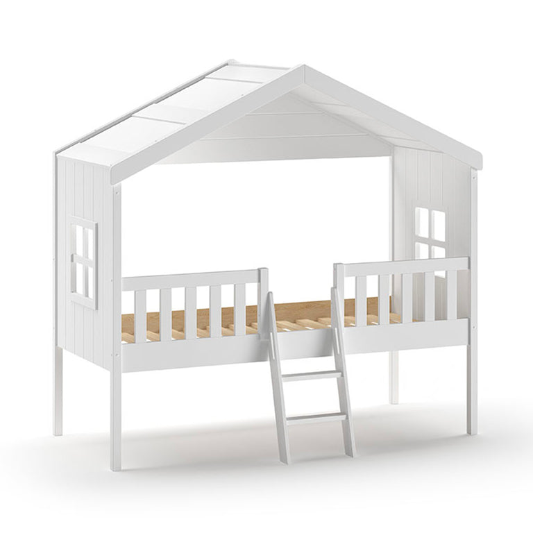 Lit cabane 90x200 sommier inclus Vipack Housebed Blanc