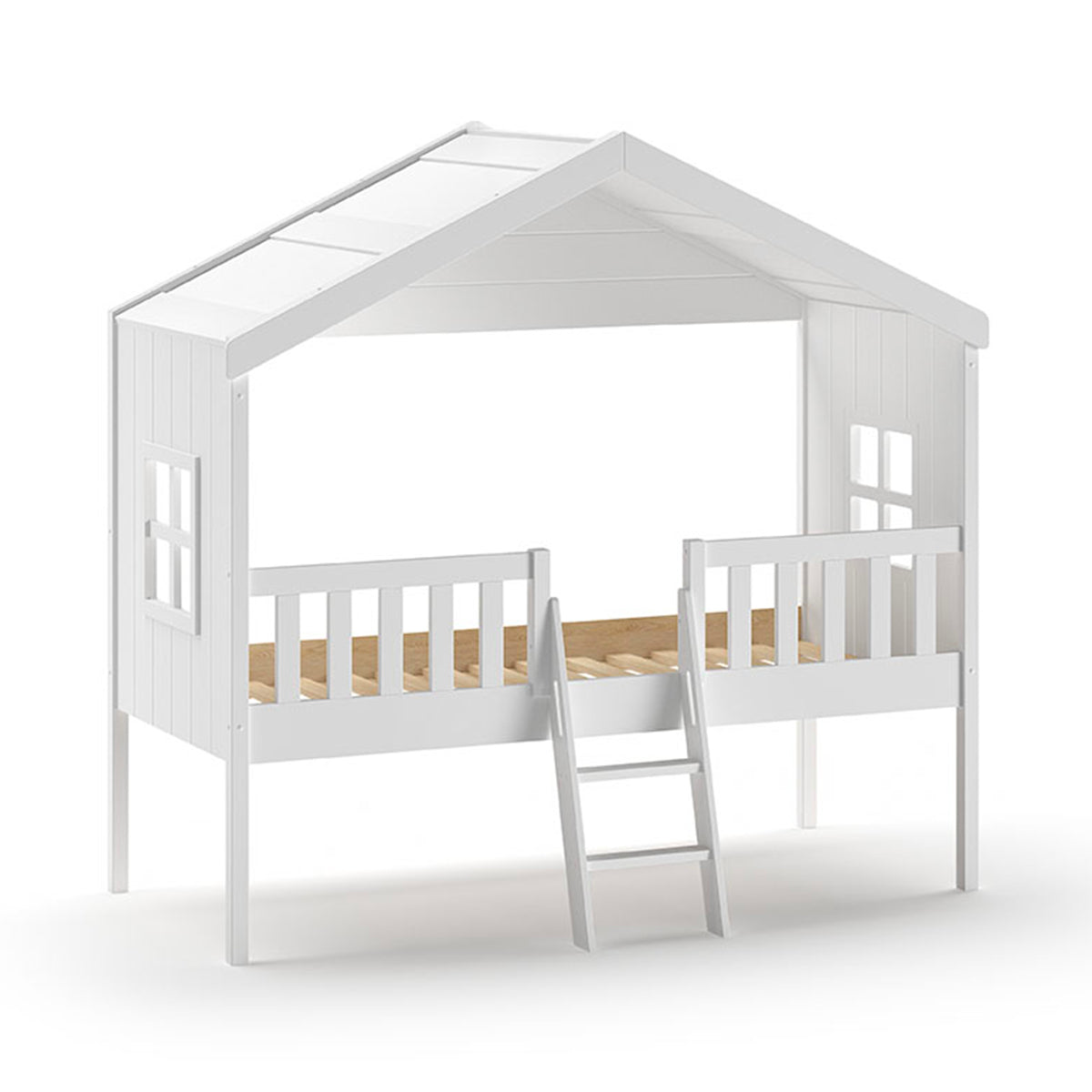 Lit cabane 90x200 sommier inclus Vipack Housebed Blanc - vue 2