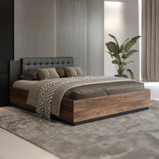 Lit 160x200 sommier inclus Alec Bois foncé et Noir - vue 2
