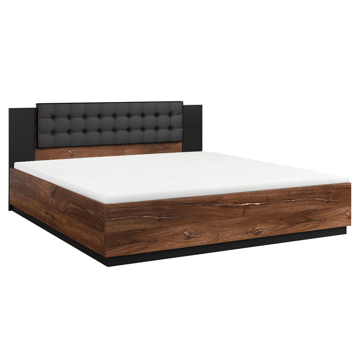 Lit 180x200 sommier inclus Alec Bois foncé et Noir