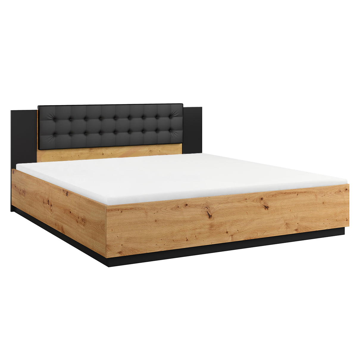 Lit 180x200 sommier inclus Alec Bois et Noir