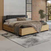 Lit coffre 180x200 sommier inclus Alec Bois et Noir - vue 3
