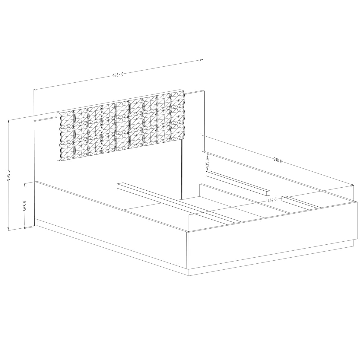 Lit coffre 140x200 sommier inclus Alec Bois foncé et Noir - vue 4
