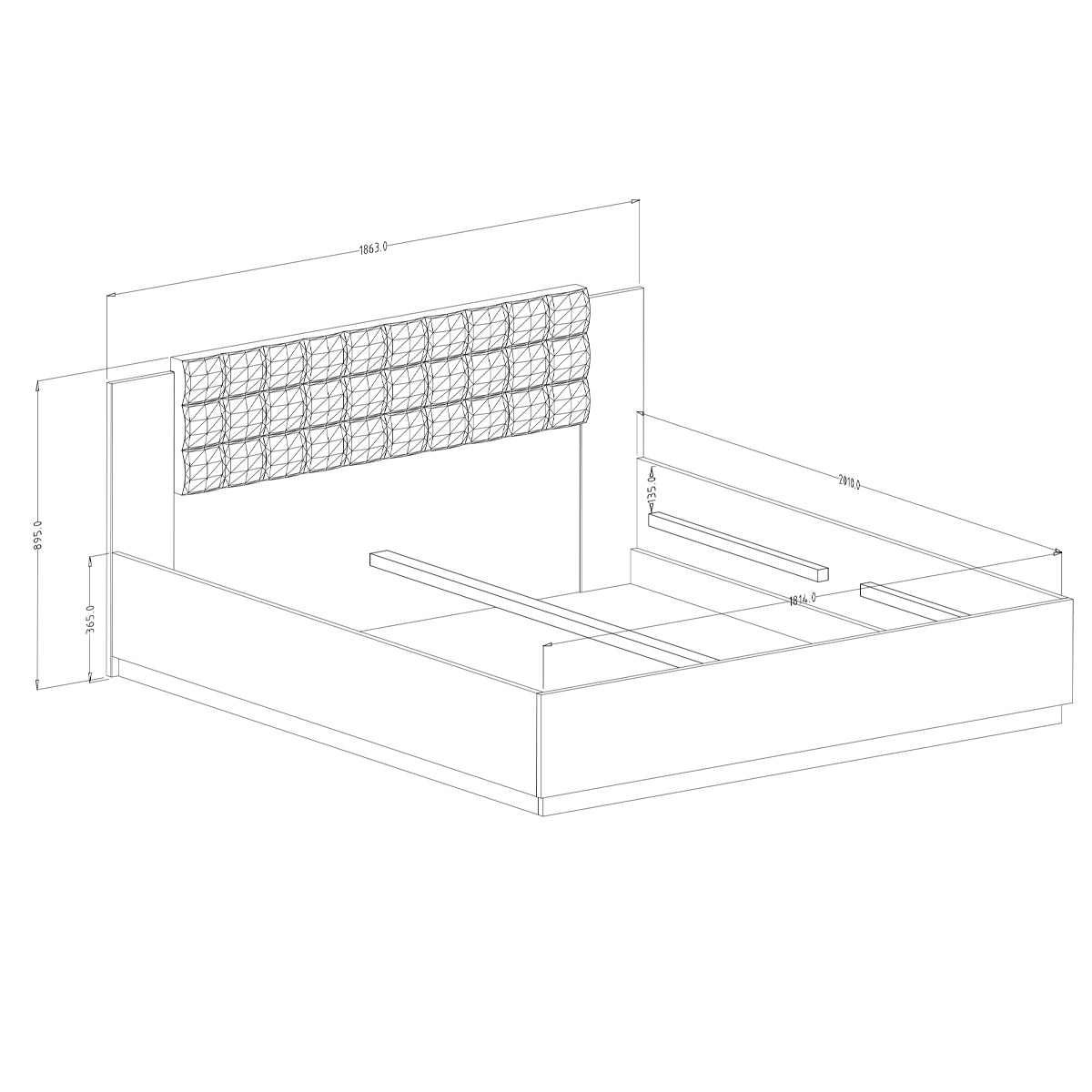 Lit coffre 180x200 sommier inclus Alec Bois foncé et Noir - vue 4