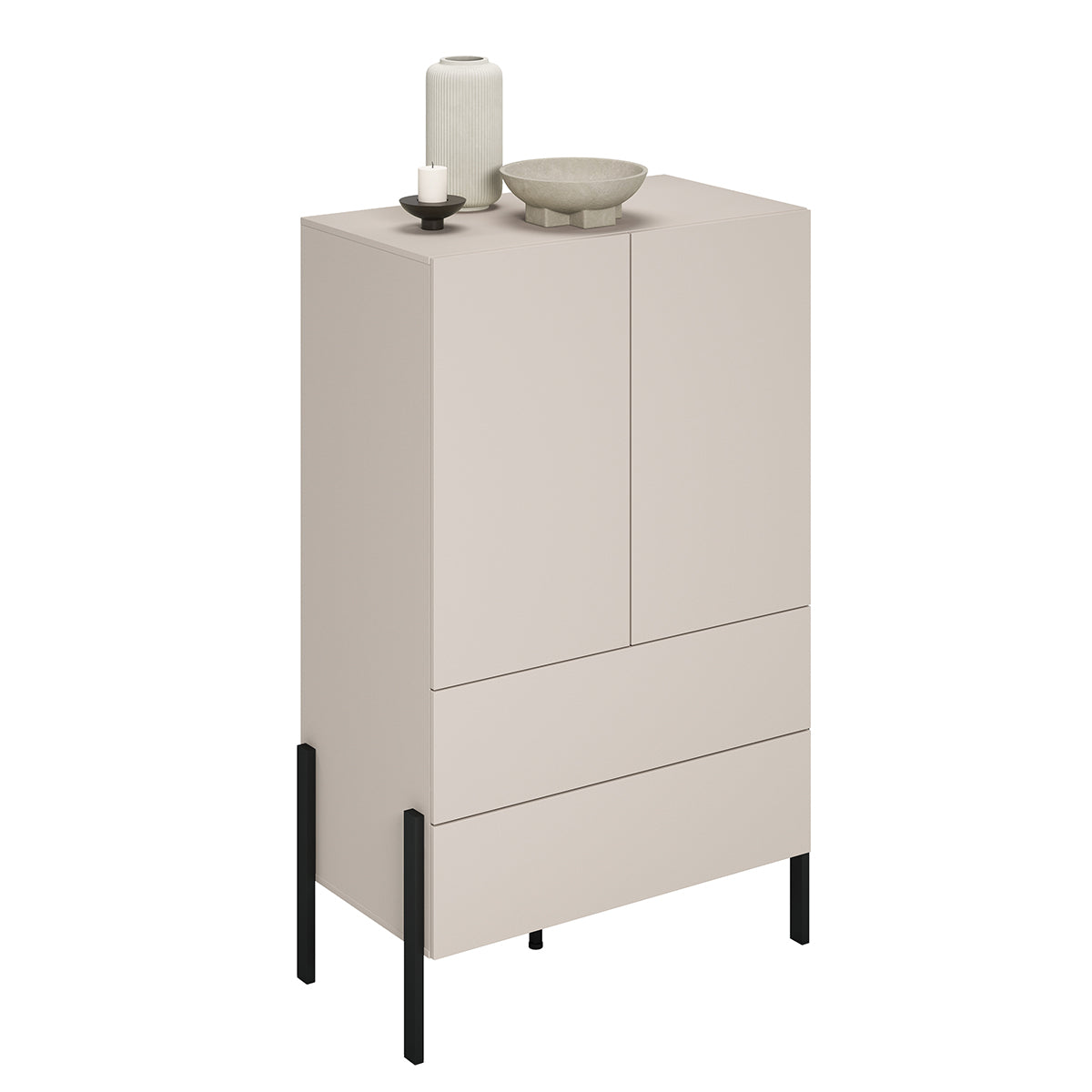 Armoire 2 portes 2 tiroirs Bérénice Cachemire - vue 2