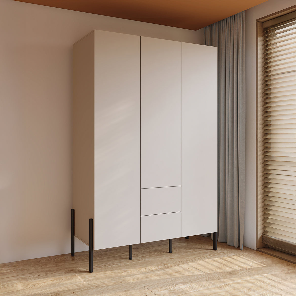 Armoire 3 portes 2 tiroirs Bérénice Cachemire - vue 3