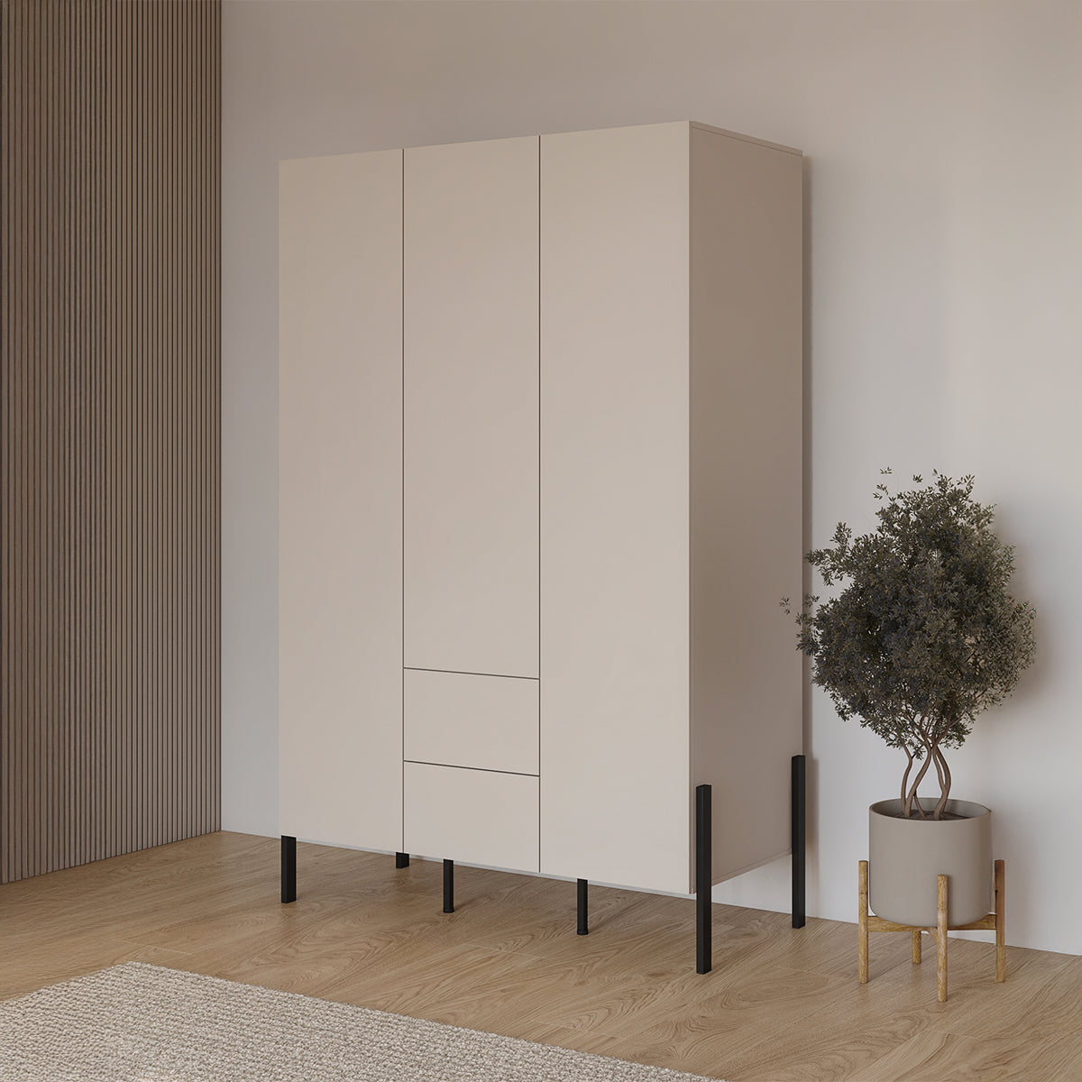 Armoire 3 portes 2 tiroirs Bérénice Cachemire - vue 4