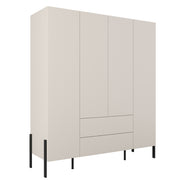 Armoire 4 portes 2 tiroirs Bérénice Cachemire