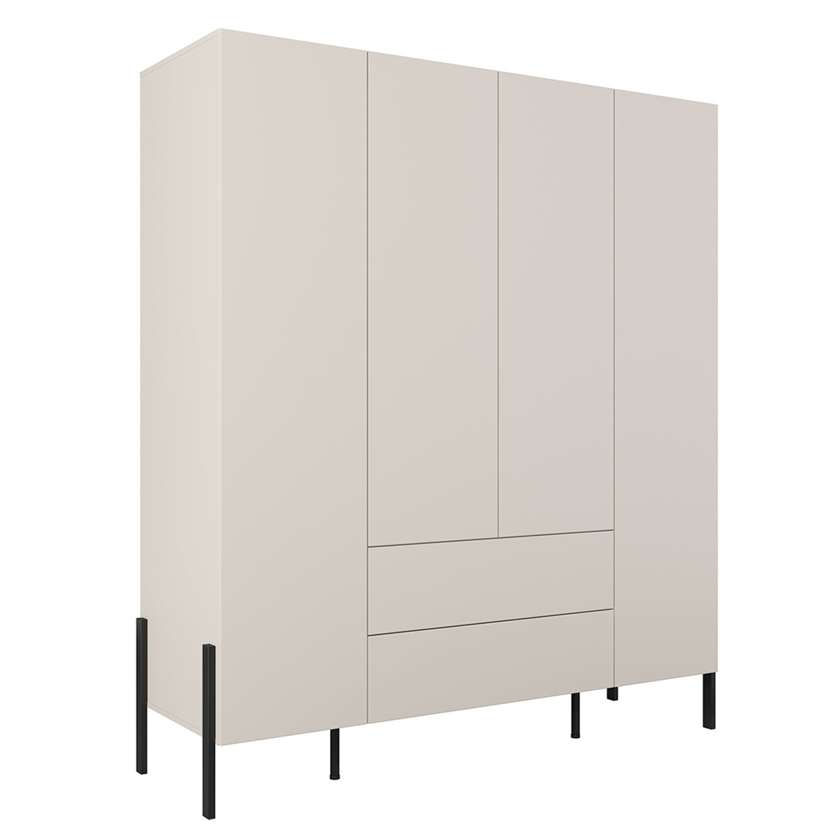Armoire 4 portes 2 tiroirs Bérénice Cachemire