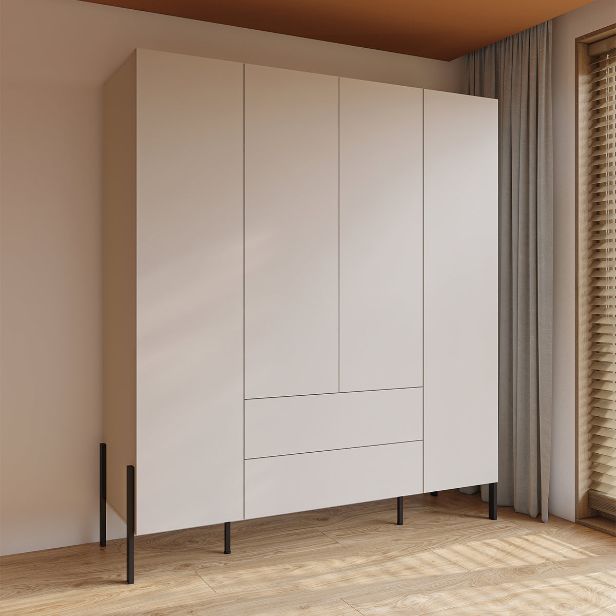 Armoire 4 portes 2 tiroirs Bérénice Cachemire - vue 3