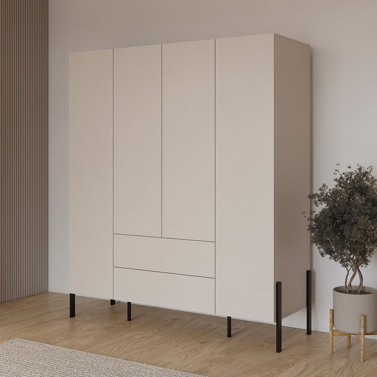 Armoire 4 portes 2 tiroirs Bérénice Cachemire - vue 4