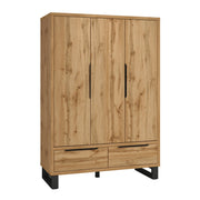 Armoire 3 portes 2 tiroirs Eden Bois et Noir