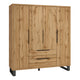 Armoire 4 portes 2 tiroirs Eden Bois et Noir