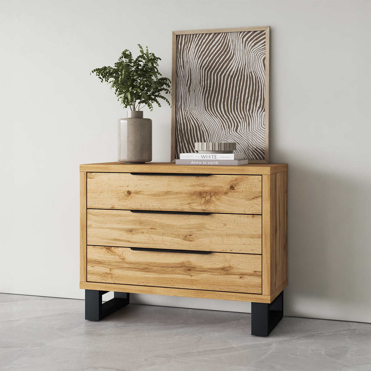 Commode 3 tiroirs Eden Bois et Noir - vue 3