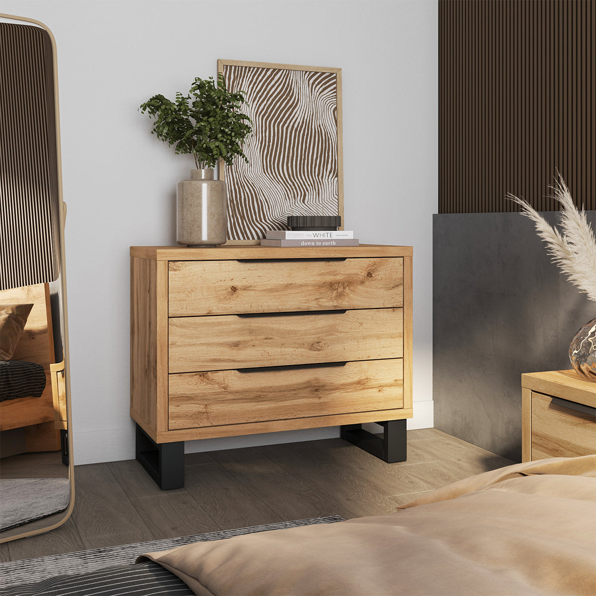 Commode 3 tiroirs Eden Bois et Noir - vue 4
