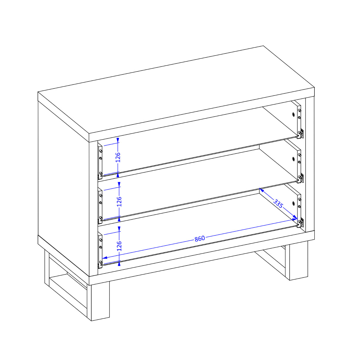 Commode 3 tiroirs Eden Bois et Noir - vue 8