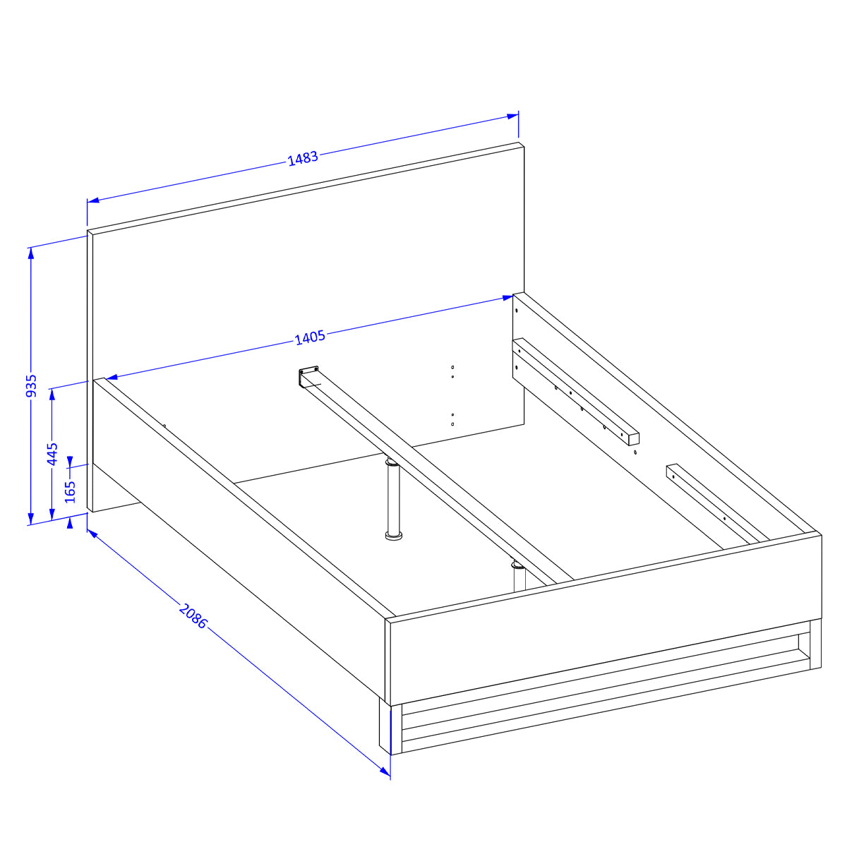 Lit 140x200 sommier inclus Eden Bois et Noir - vue 4
