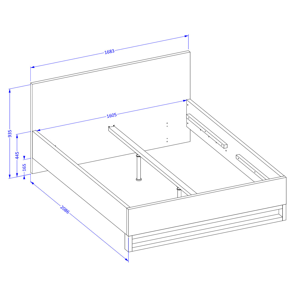Lit 160x200 sommier inclus Eden Bois et Noir - vue 4