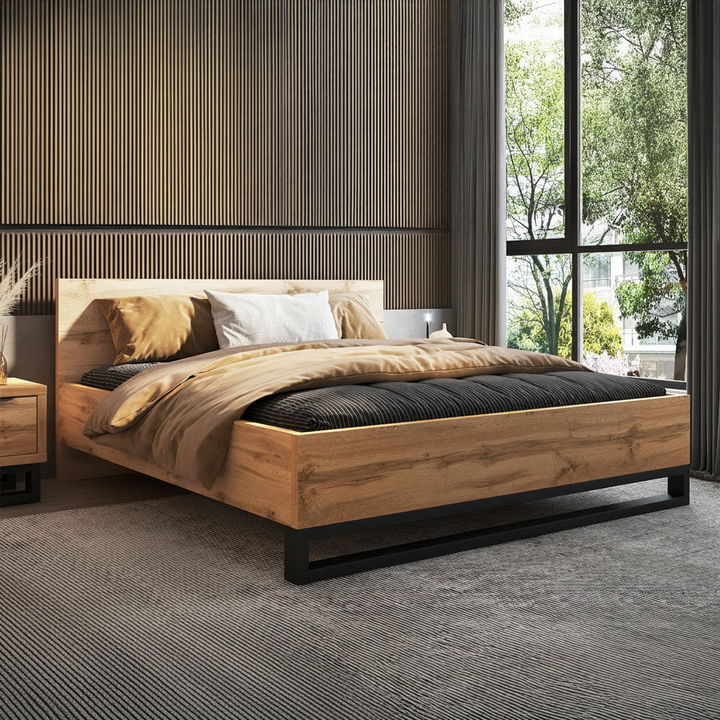 Lit 180x200 sommier inclus Eden Bois et Noir - vue 2