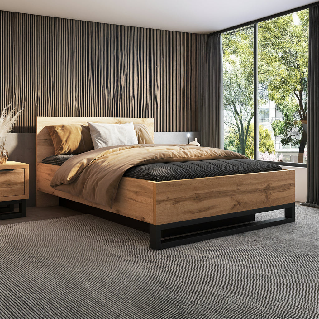 Lit coffre 140x200 sommier inclus Eden Bois et Noir - vue 4