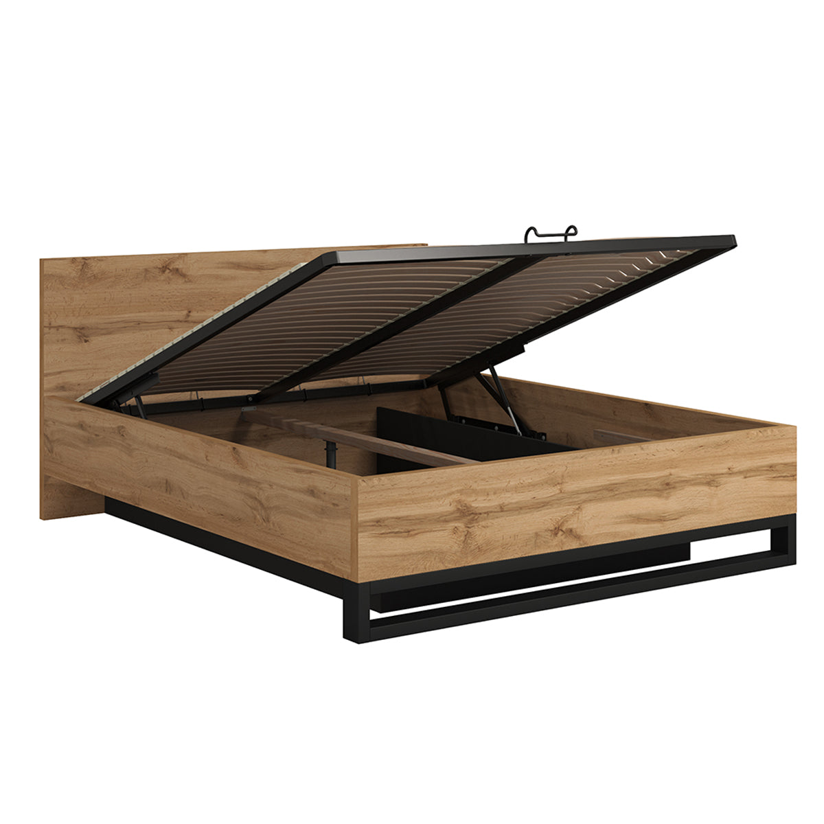 Lit coffre 160x200 sommier inclus Eden Bois et Noir