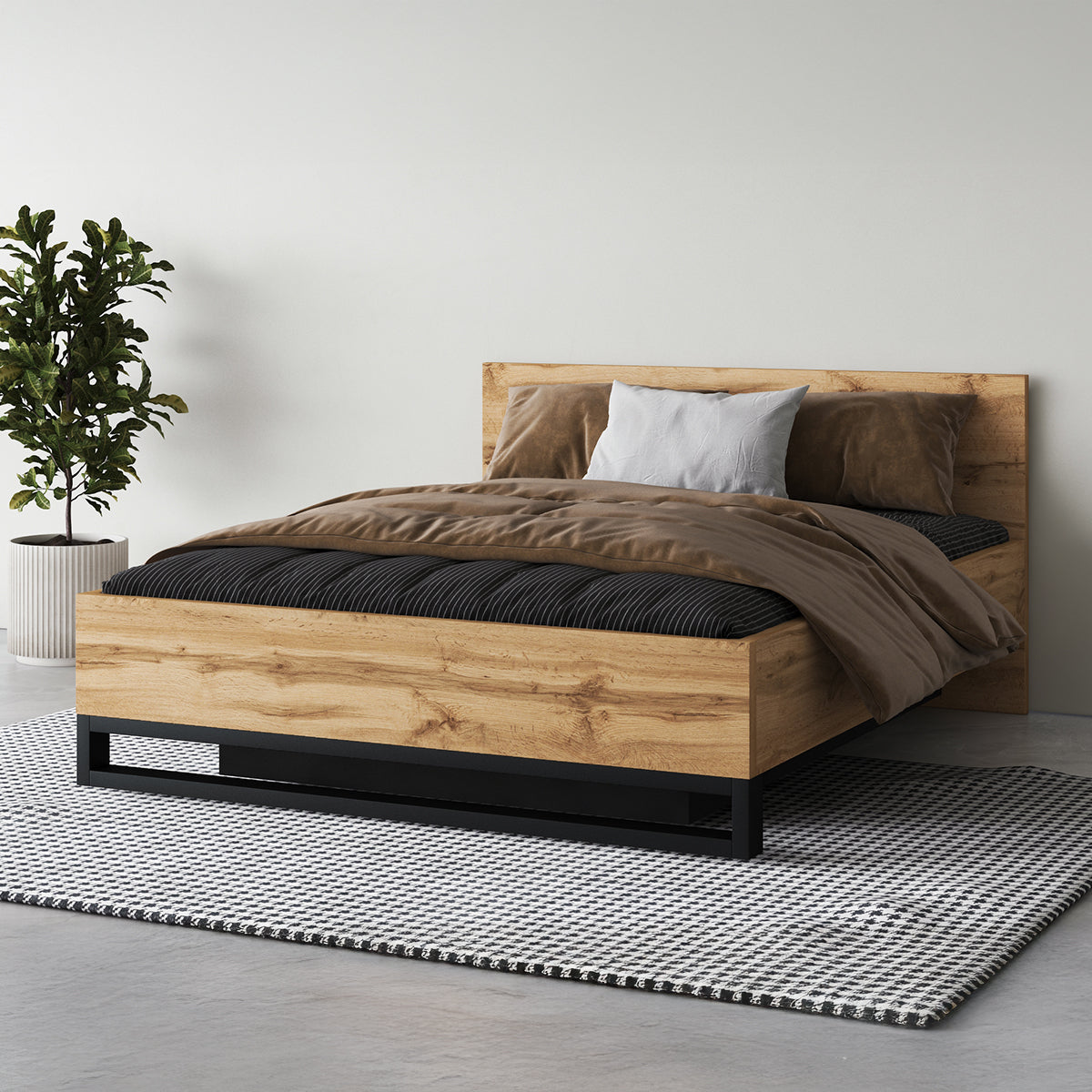 Lit coffre 160x200 sommier inclus Eden Bois et Noir - vue 3