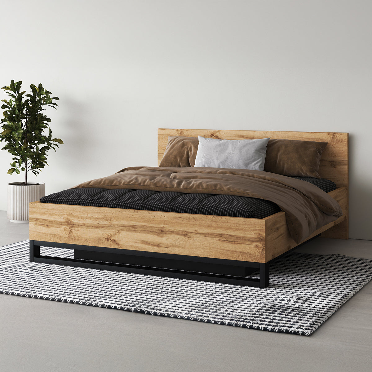 Lit coffre 180x200 sommier inclus Eden Bois et Noir - vue 4