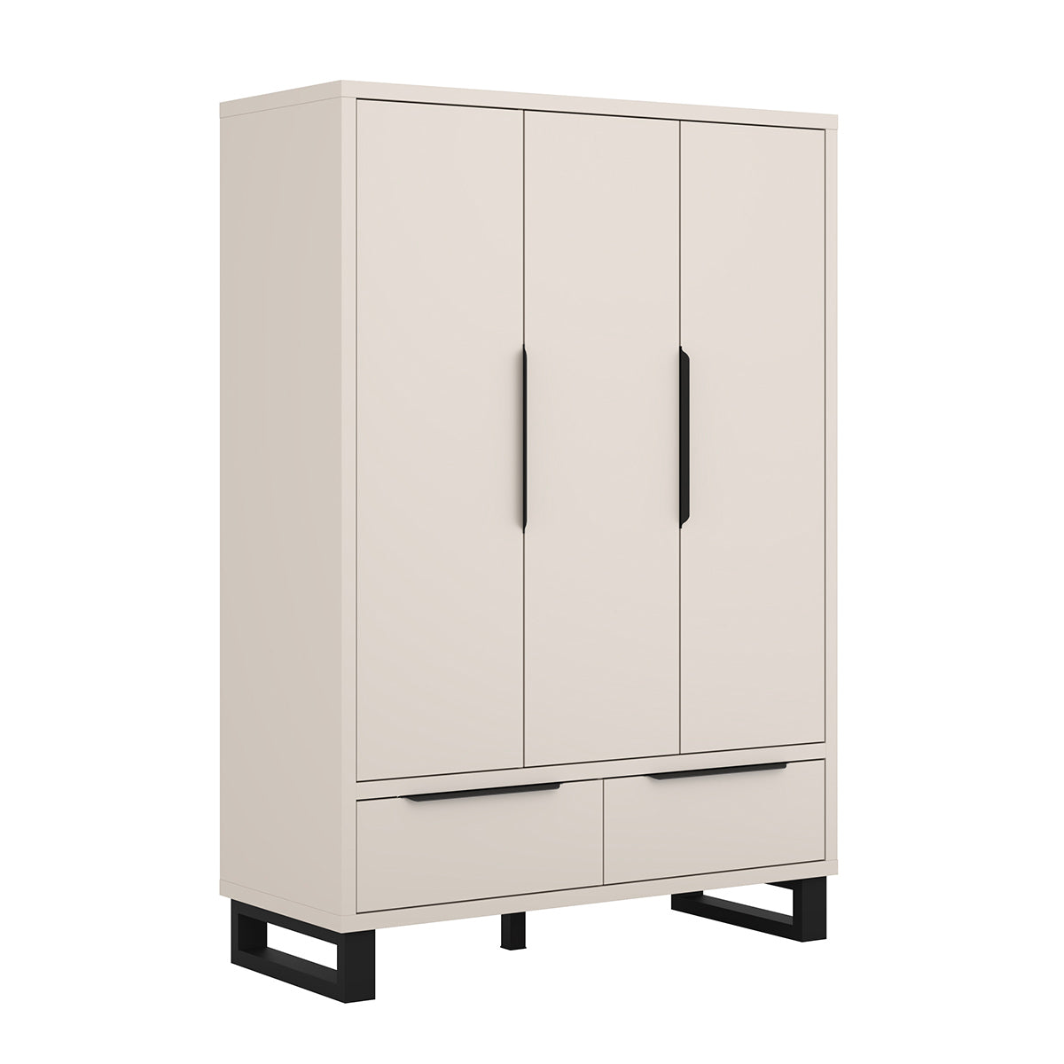 Armoire 3 portes 2 tiroirs Eden Cachemire et Noir