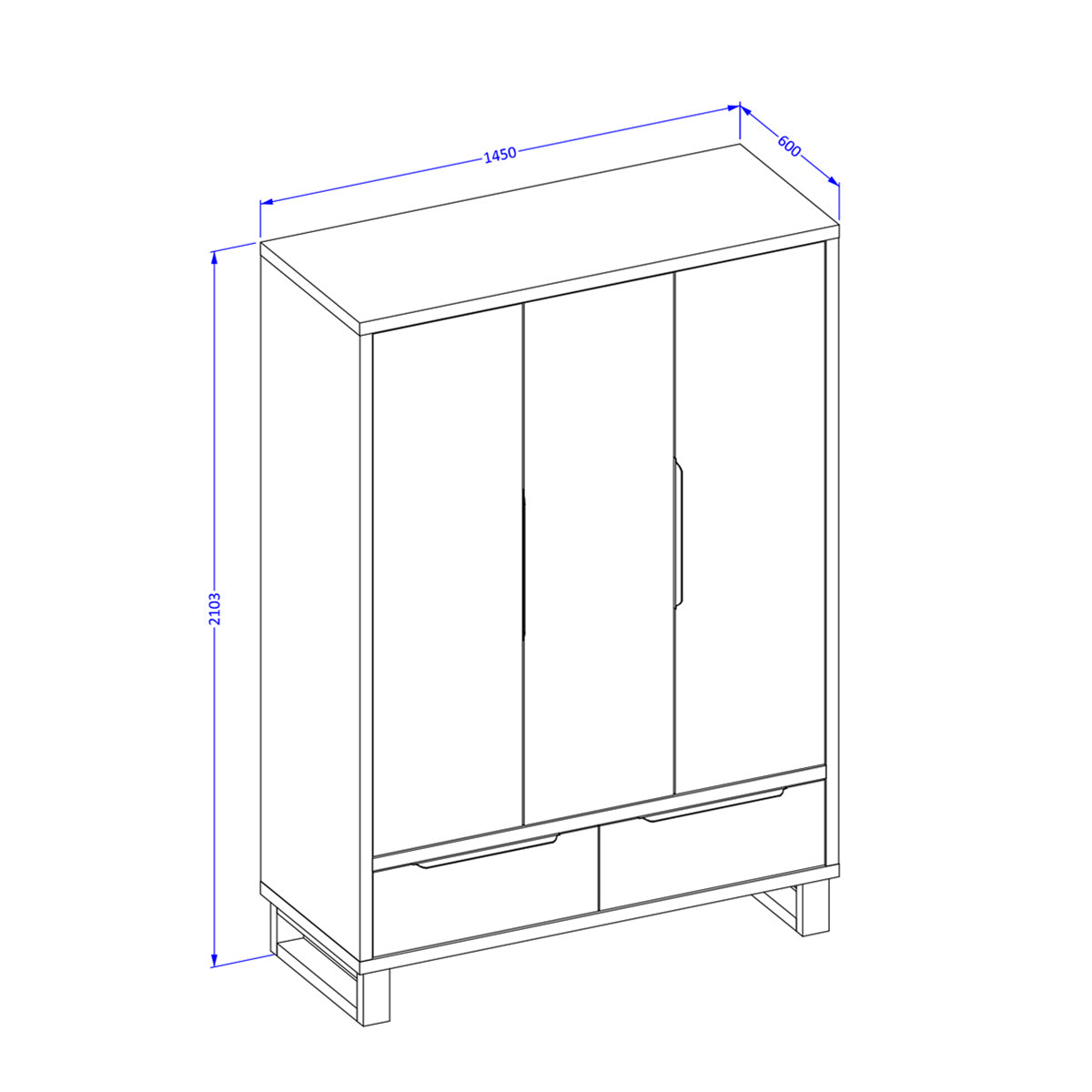 Armoire 3 portes 2 tiroirs Eden Cachemire et Noir - vue 6