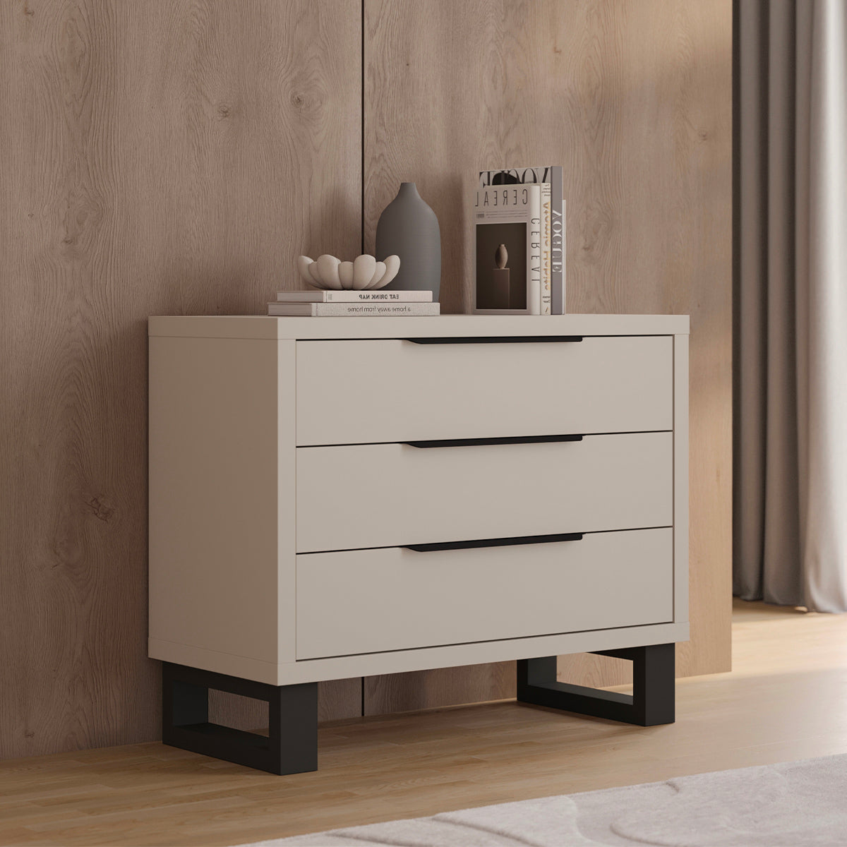 Commode 3 tiroirs Eden Cachemire et Noir - vue 3