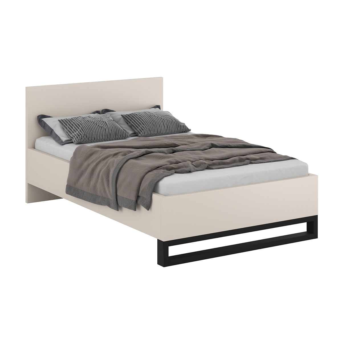 Lit 140x200 sommier inclus Eden Cachemire et Noir