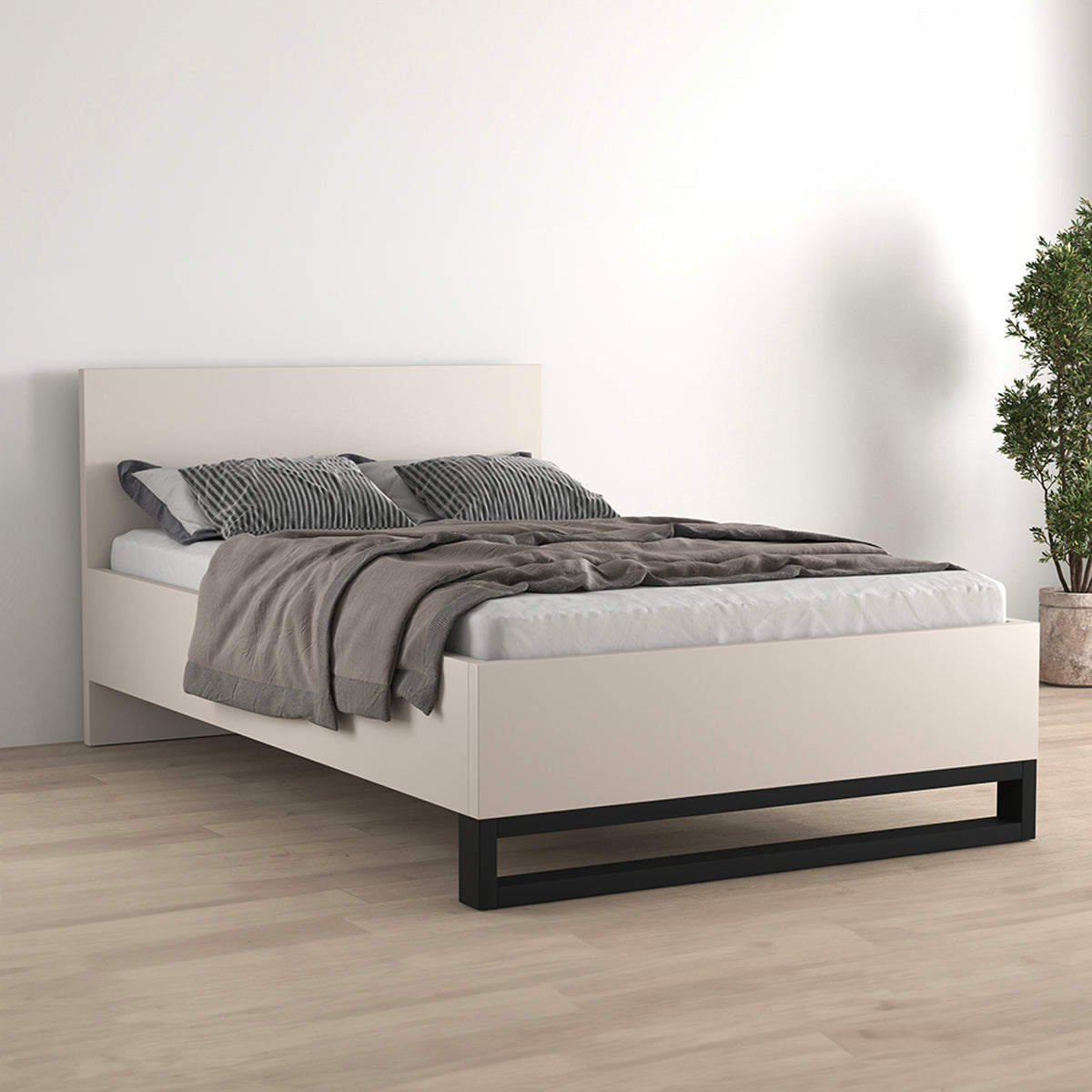 Lit 140x200 sommier inclus Eden Cachemire et Noir - vue 3