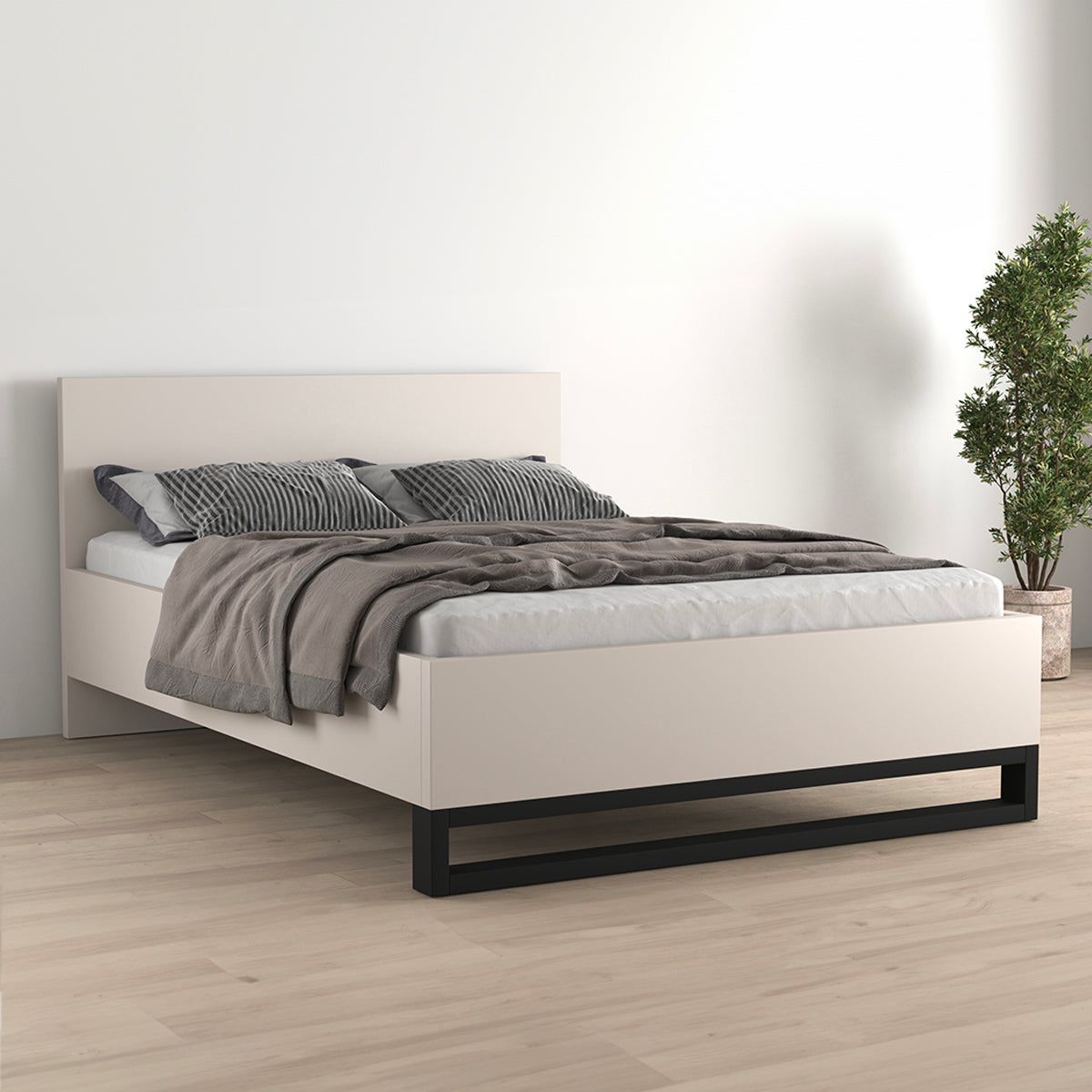 Lit 160x200 sommier inclus Eden Cachemire et Noir - vue 3