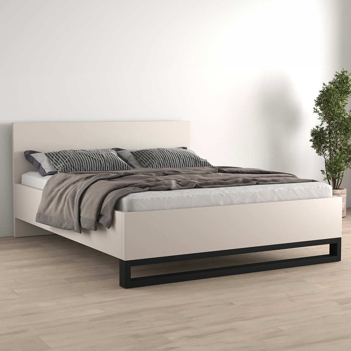 Lit 180x200 sommier inclus Eden Cachemire et Noir - vue 3